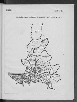 Städtische Bezirke und deren Einwohnerzahl am 1. November 1913.