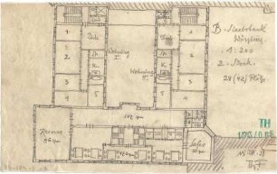 Fischer, Theodor; Würzburg, Münsterplatz; Sparkasse - Grundriss 2. OG