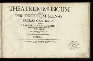 Theatrum musicum ... sacras cantiones ... Tenor