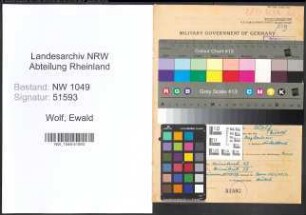 Entnazifizierung Ewald Wolf , geb. 24.03.1904 (Inspektor)
