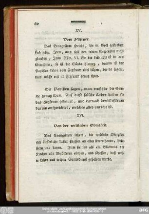 XVI. Von den weltlichen Obrigkeit.