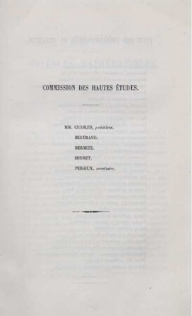 Commision des Hautes Études.