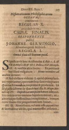 Disputationum Philosophicarum Octava