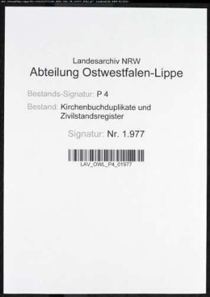 Zivilstandsregister der Stadt Lippstadt (A 1810). (Gemeinde: Lippstadt, Kreis Lippstadt)