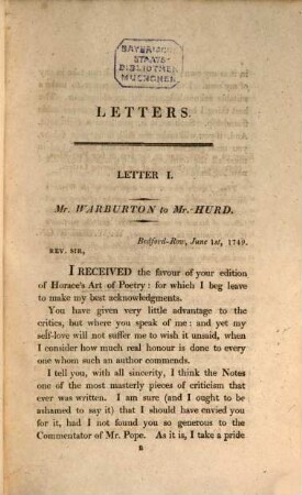 Letters from a late eminent prelate to one of his friends