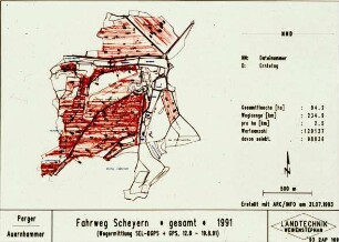 Fahrweg * Scheyern * gesamt 1991 (Wegermittlung SEL-DGPS + GPS, 12.8. - 19.8.1991)