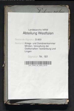 Revision und Verpachtung der Domänen in der Grafschaft Tecklenburg