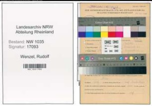 Entnazifizierung Rudolf Wenzel , geb. 07.08.1888 (Versandmeister)