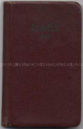 Kalender aus dem Jahr 1945 mit tagebuchähnlichen Eintragungen u.a. aus Indien und Europa - Nachlass