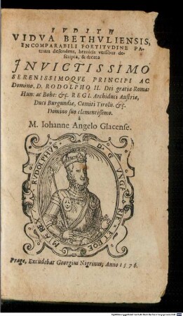 Judith vidua Bethuliensis, Incomparabili Fortitudine Patriam defendens : heroicis versibus descripta & dicata