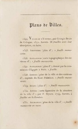 Plans de Villes