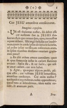 1-8, Cor Jesu amoribus consecratur. Praeambulum Ad Primam Meditationem.