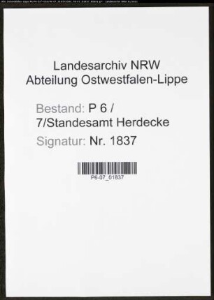 Heiratsregister Standesamt Herdecke