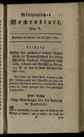 Nro. V. Frankfurt am Mayn, den 4ten Febr. 1792. - Nro. VIII. Frankfurt am May, den 25ten Febr. 1792.