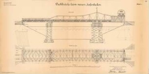 Neue Drehbrücke im Hafen, Emden: Seitenansicht, Aufsicht 1:150