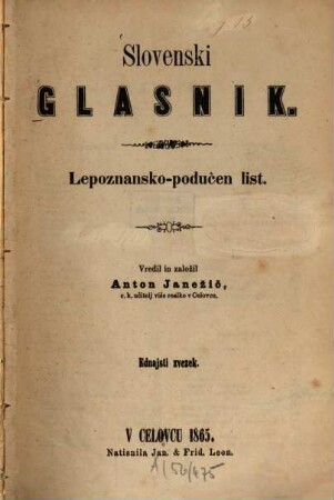 Slovenski glasnik : lepoznansko-podučen list. 8. 1865
