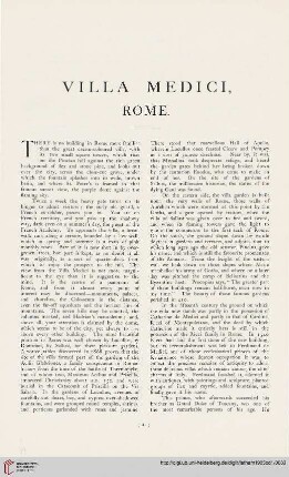 Villa Medici, Rome [Text und Tafeln]