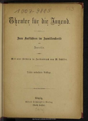 Theater für die Jugend : zum Aufführen im Familienkreise