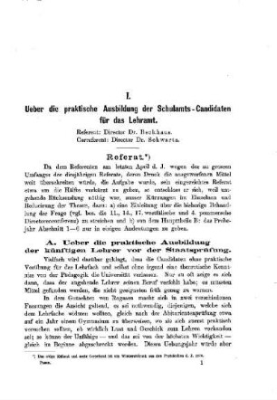 Ueber die praktische Ausbildung der Schulamts - Candidaten für das Lehramt