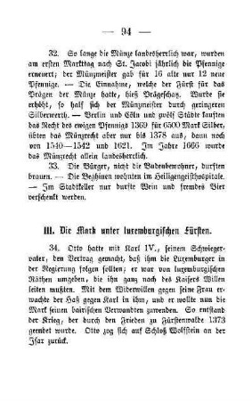 III. Die Mark unter luxemburgischen Fürsten