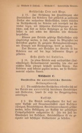 Abschnitt C. Vorschriften für unterirdische Betriebe