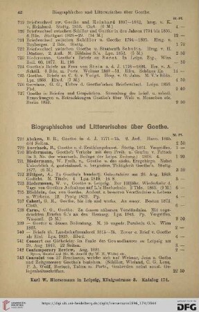 Biographisches und Litterarisches über Goethe (Nr. 728 - 836)