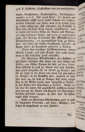 318-327, Die oeffentlichen Mietkutschen oder ...; Preise von Lebens- und andern Beduerfnissen