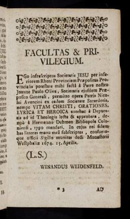 3r-3r, Facultas & Privilegium.