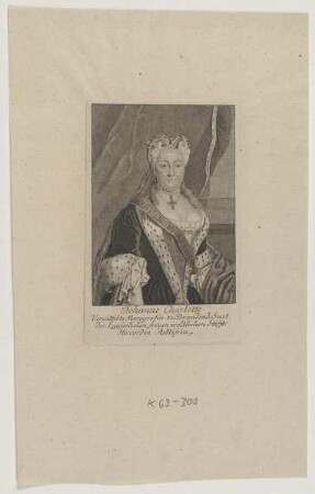 Bildnis der Johanne Charlotte, Marggräfin zu Brandenb. Swet.