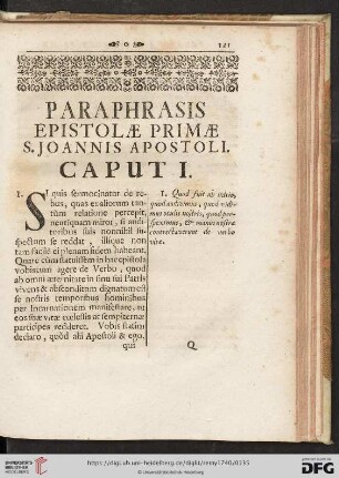 Paraphrasis Epistolæ primæ S. Joannis Apostoli