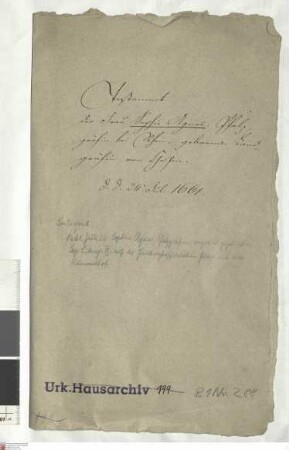 Testament der Pfalzgräfin Sophie Agnes von Pfalz-Hilpoltstein