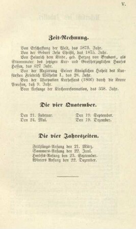 Zeit-Rechnung. Die vier Quatember. Die vier Jahreszeiten.