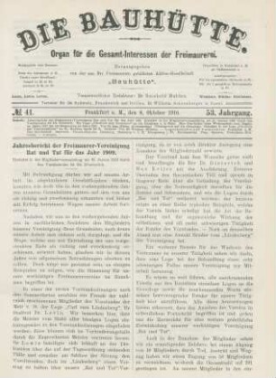 No. 41 Frankfurt a. M., den 8. Oktober 1910. 53. Jahrgang.