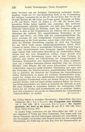 236-237 [Rezension] Das Evangelium nach Matthäus