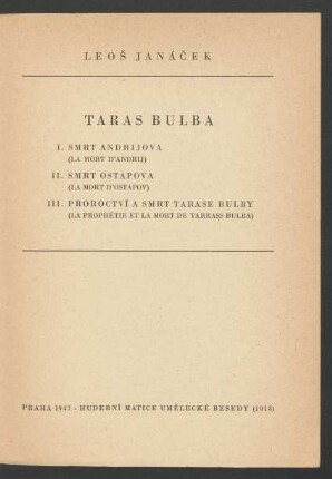 Taras Bulba : Rhapsódie pro orchestr : (1915-1918)