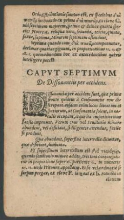 Caput Septimum De Dissonantiis per accidens.