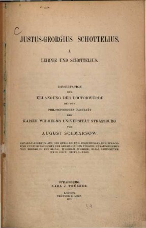 Justus-Georgius Schottelius : I. Leibnitz und Schottelius