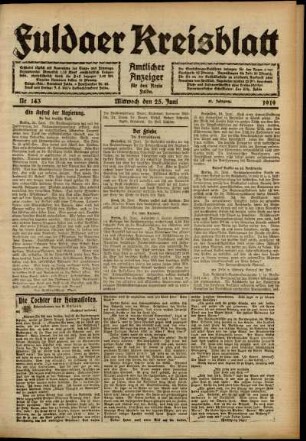 Ausgabe vom Mittwoch, den 25. Juni 1919.