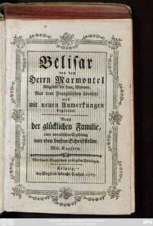 Belisar : Aus dem Französischen übersetzt und mit neuen Anmerkungen begleitet