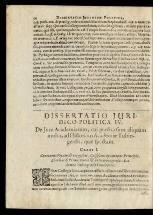 Caput I. Continens vitam & res gestas [...] Principis, Eberhardi Primi [...]