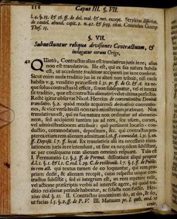 §. VII. Subnectuntur reliquæ divisiones Contractuum, & indagatur eorum Origo.