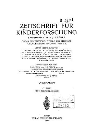 47: Zeitschrift für Kinderforschung - 47.1939