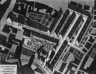 Augsburg, Fuggerei, Rekonstruktion des Zustandes von 1519
