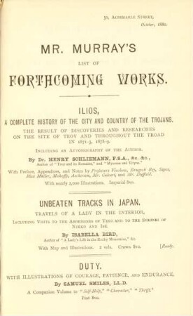 Mr. Murray's list of forthcoming works