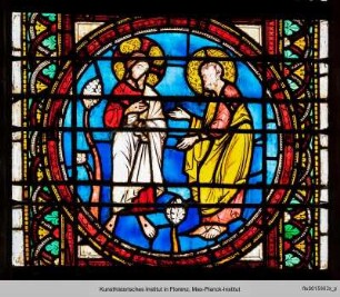 Fenster A-V mit typologischen Szenen : Typologische Fensterbahnen : Der auferstandene Christus erscheint Petrus