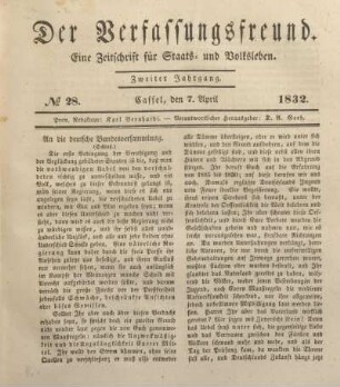 № 28. Cassel, den 7. April 1832.