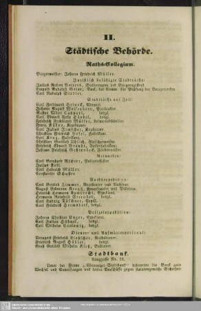 II. Behördenverzeichnis : II. Städtische Behörde