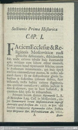 Sectionis Primae Historicae
