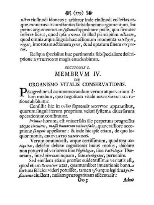 Membrvm IV. De Organismo Vitalis Conservationis.