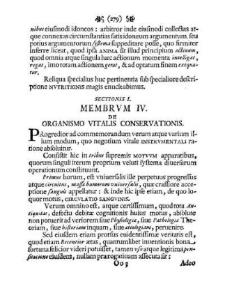 Membrvm IV. De Organismo Vitalis Conservationis.